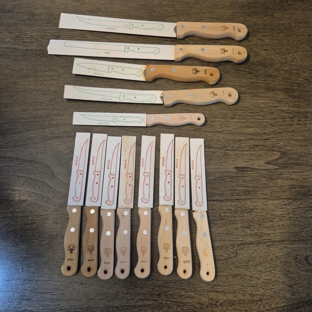 13 Chefs Collection Stainless‎ Steel Kitchen Knife Cutlery Set Wood Handles